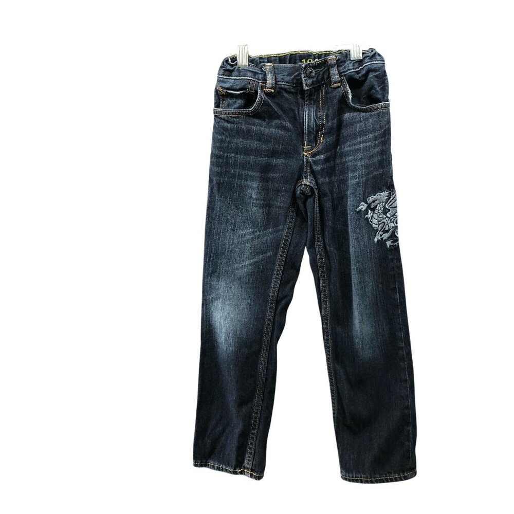 Gap Boys 5T Dragon‎ Embroidered Jeans Dark Wash Blue Straight Leg
